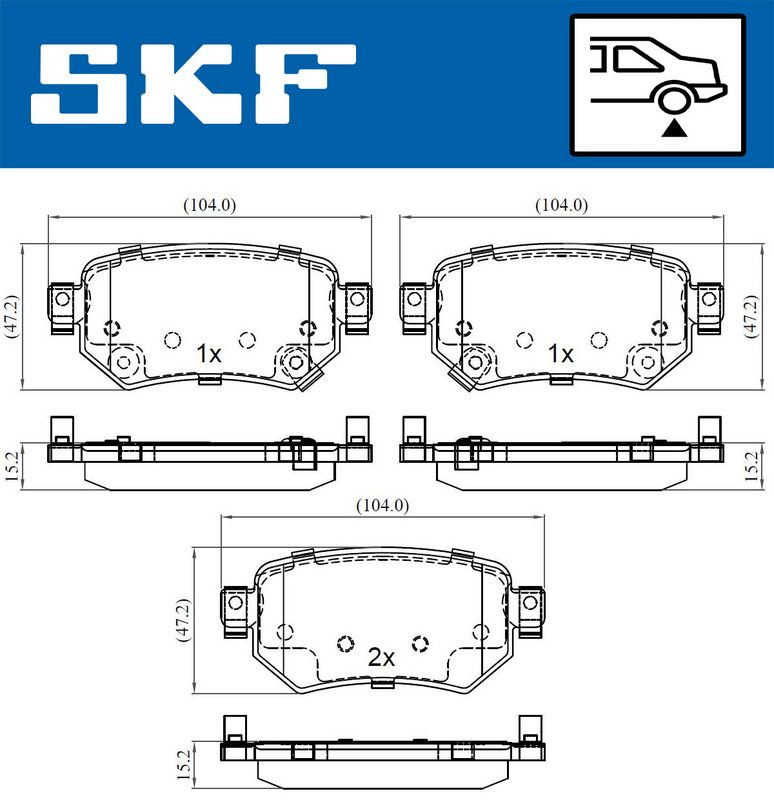 Комплект гальмівних накладок, дискове гальмо SKF VKBP 90497 A