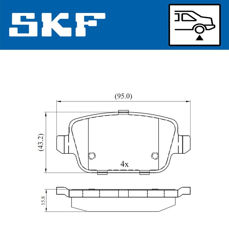 Комплект гальмівних накладок, дискове гальмо SKF VKBP 90498