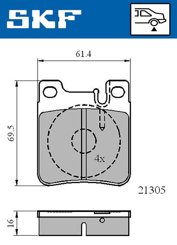 Комплект гальмівних накладок, дискове гальмо SKF VKBP 90502