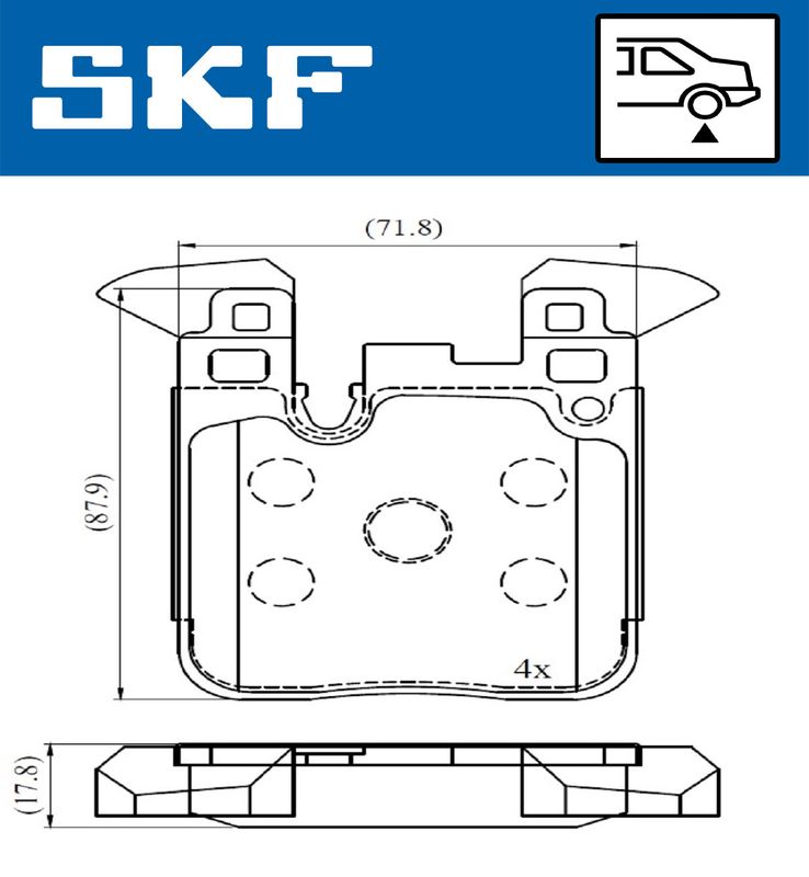 Комплект гальмівних накладок, дискове гальмо SKF VKBP90554