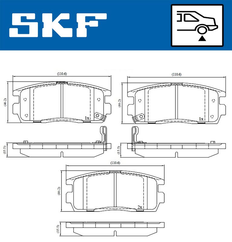 Stabdžių trinkelių rinkinys, diskinis stabdys SKF VKBP90556A