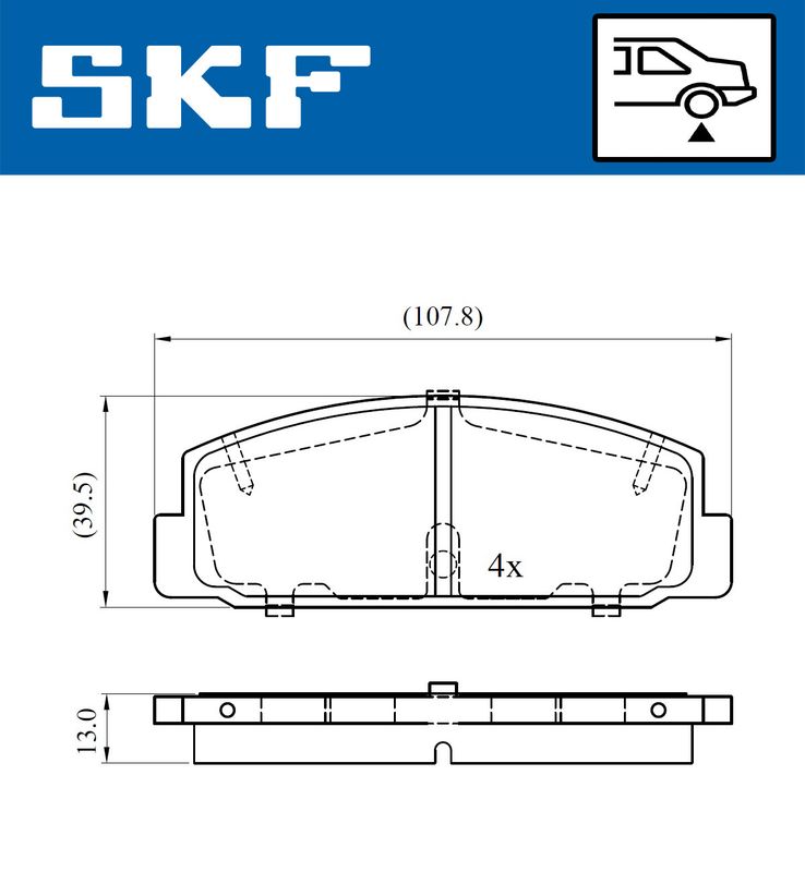 Stabdžių trinkelių rinkinys, diskinis stabdys SKF VKBP90587
