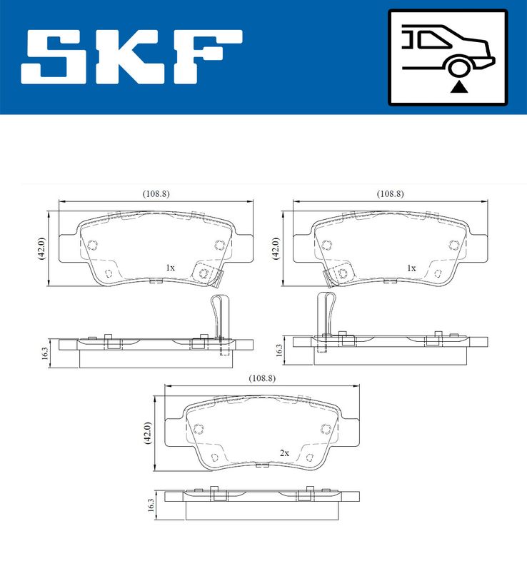 Комплект гальмівних накладок, дискове гальмо SKF VKBP90623A