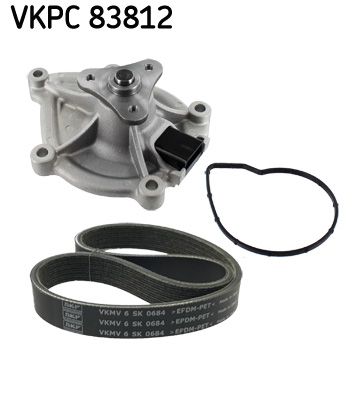 Water Pump + V-Ribbed Belt Kit SKF VKMC33843