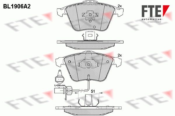 Комплект гальмівних накладок, дискове гальмо FTE 9010495