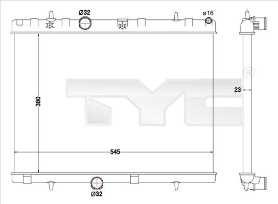 Радіатор, система охолодження двигуна TYC 726-0019-R