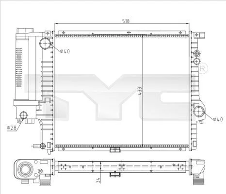 Radiatorius, variklio aušinimas TYC 703-0010-R