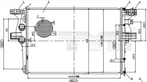 Radiator, engine cooling TYC 715-0005