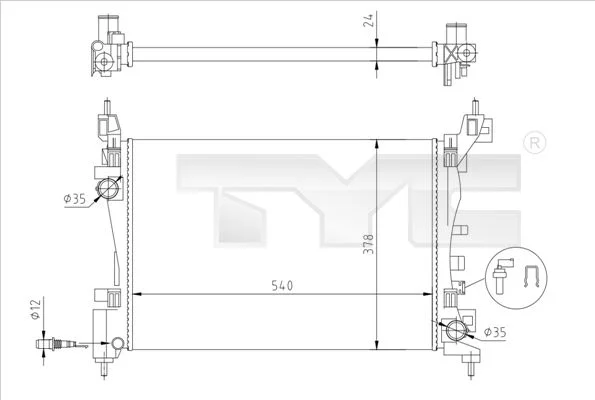 Radiatorius, variklio aušinimas TYC 725-0044-R