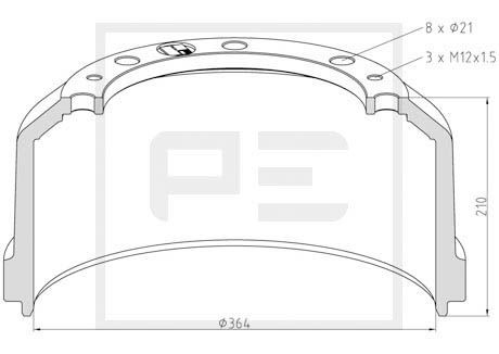 Stabdžių būgnas PE Automotive 016.472-00A