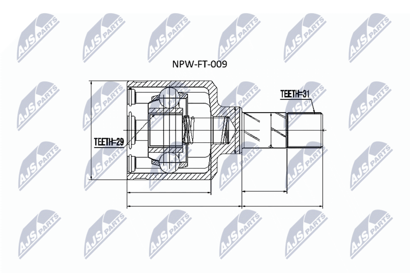 Комплект шарнірів, приводний вал NTY NPW-FT-009