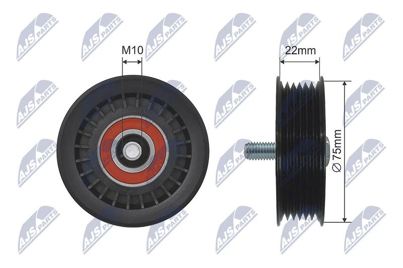 Tensioner Pulley, V-ribbed belt NTY RNK-VW-028