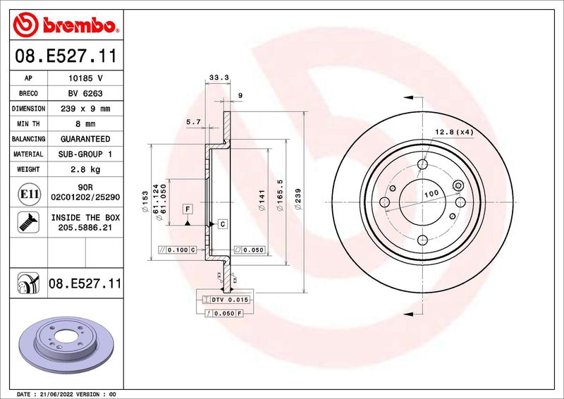 Stabdžių diskas BREMBO 09.N236.2X