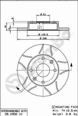 Stabdžių diskas BREMBO 08.2958.75