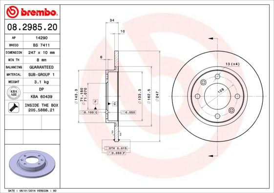 Brake Disc BREMBO 08.2985.20