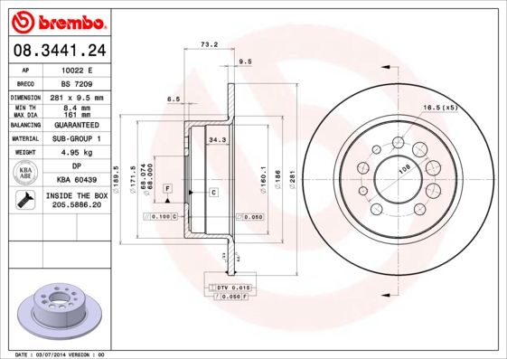 Brake Disc BREMBO 08.3441.24