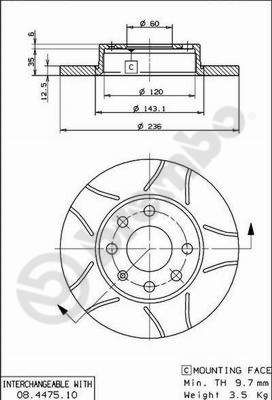 Brake Disc BREMBO 08.4475.75