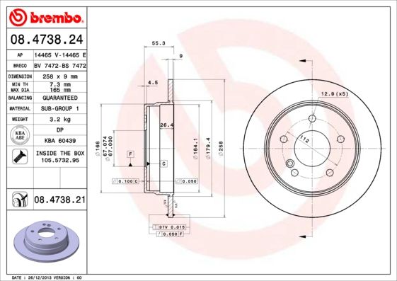 Гальмівний диск BREMBO 08.4738.21