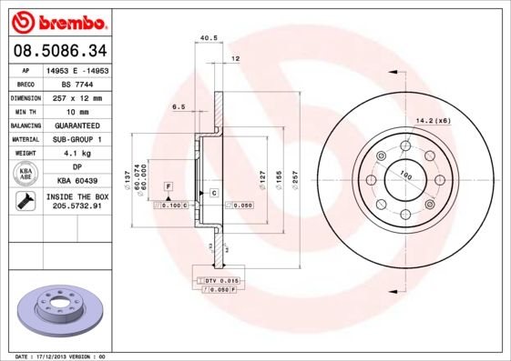 Stabdžių diskas BREMBO 08.5086.34