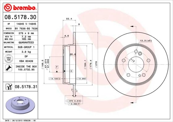 Гальмівний диск BREMBO 08.5178.31