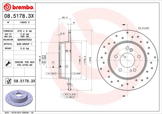 Гальмівний диск BREMBO 08.5178.3X