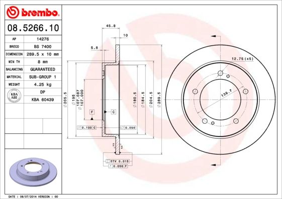 Stabdžių diskas BREMBO 08.5266.10