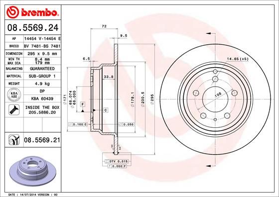 Stabdžių diskas BREMBO 08.5569.21