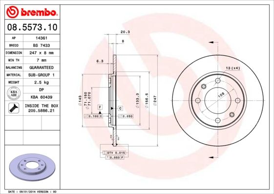 Stabdžių diskas BREMBO 08.5573.10