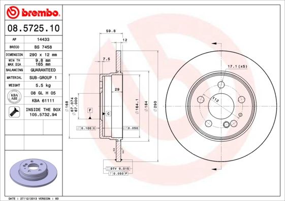 Brake Disc BREMBO 08.5725.10