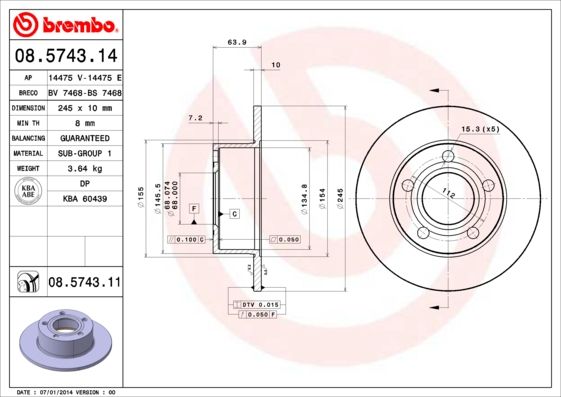 Brake Disc BREMBO 08.5743.11