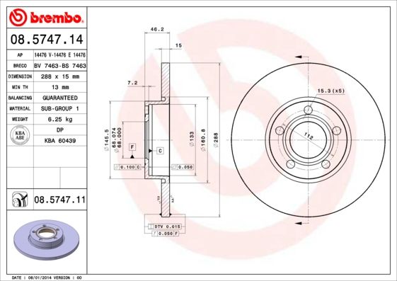 Brake Disc BREMBO 08.5747.11