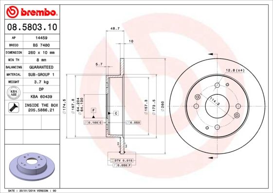 Гальмівний диск BREMBO 08.5803.10