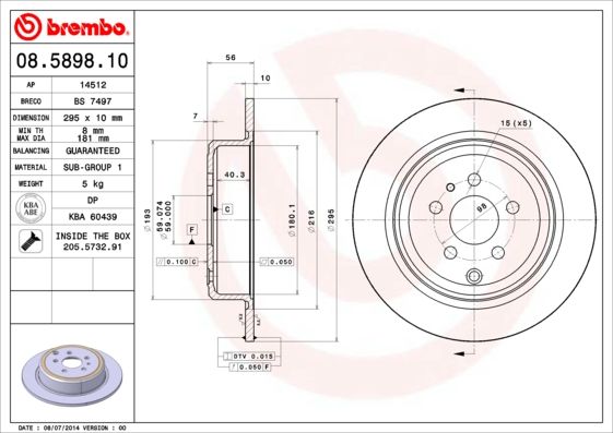 Гальмівний диск BREMBO 08.5898.10