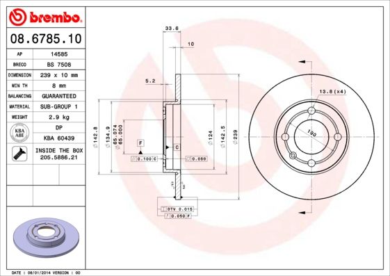 Stabdžių diskas BREMBO 08.6785.10