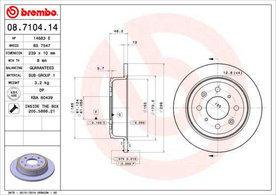 Brake Disc BREMBO 08.7104.14