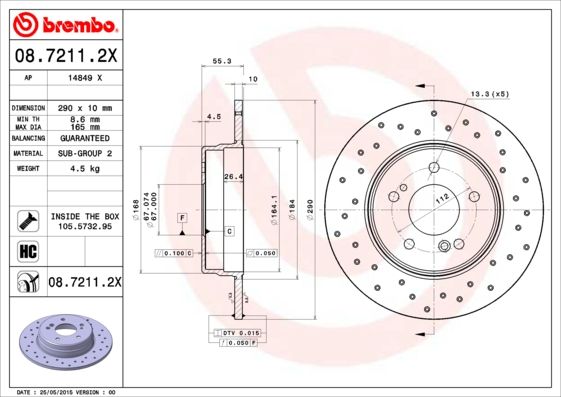 Гальмівний диск BREMBO 08.7211.2X