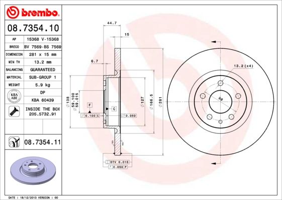 Гальмівний диск BREMBO 08.7354.11