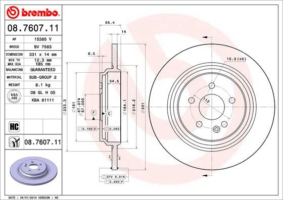 Stabdžių diskas BREMBO 08.7607.11