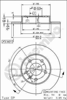 Stabdžių diskas BREMBO 08.7627.75