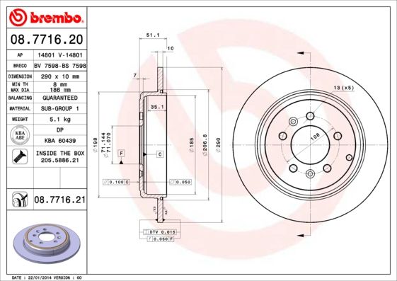 Brake Disc BREMBO 08.7716.21