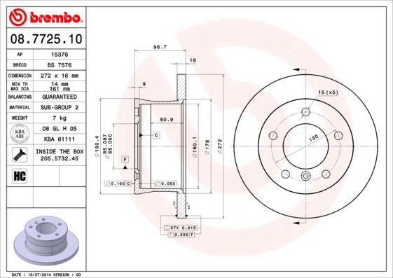 Brake Disc BREMBO 08.7725.10