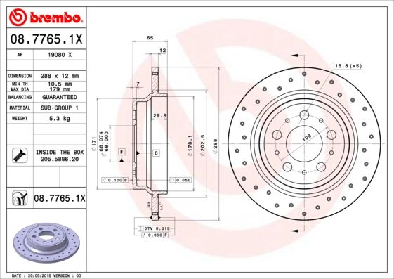 Гальмівний диск BREMBO 08.7765.1X