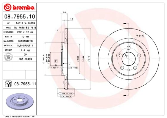 Stabdžių diskas BREMBO 08.7955.11