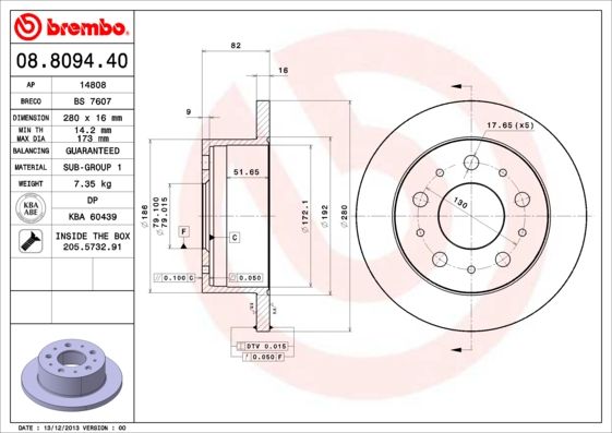 Brake Disc BREMBO 08.8094.40