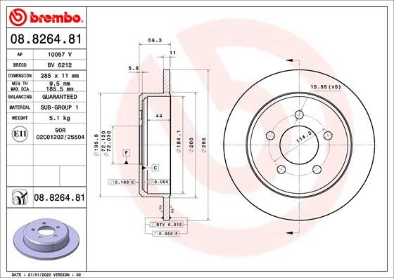 Stabdžių diskas BREMBO 08.8264.81