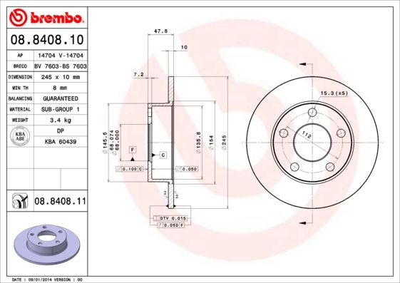 Brake Disc BREMBO 08.8408.11