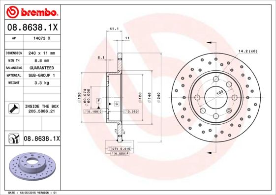 Brake Disc BREMBO 08.8638.1X