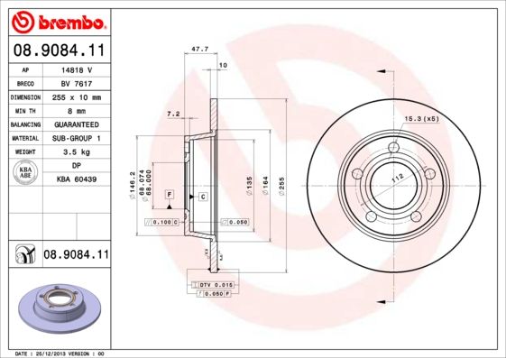 Stabdžių diskas BREMBO 08.9084.11