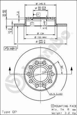 Гальмівний диск BREMBO 08.9136.11