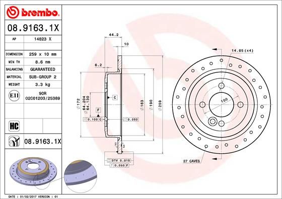 Brake Disc BREMBO 08.9163.1X